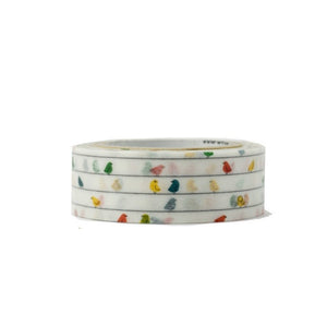 Round Top Natural Permanent Washi Tape - Birds / Electrical Power Lines